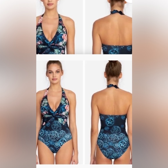 NWT $198 Johnny Was Annia Twist Tropical Floral One Piece Size XS Swimsuit Multi - Picture 3 of 14